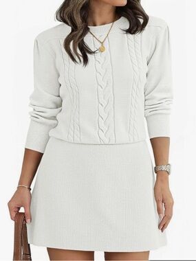 Ivory Cable Knit Sweater Dress NWOT